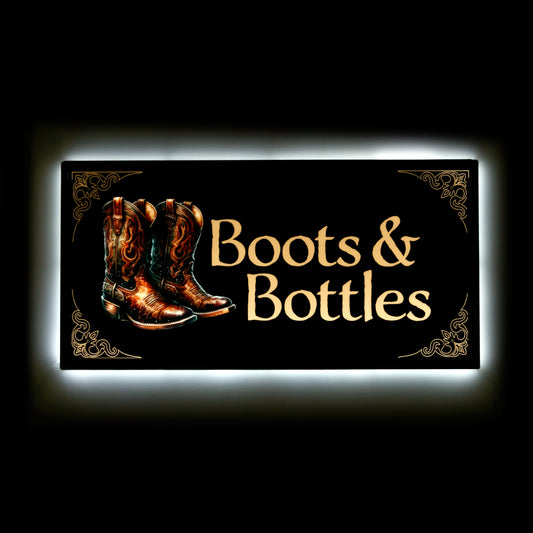 Ultra Thin Light Up Bottle Service Sign- Boots & Bottles