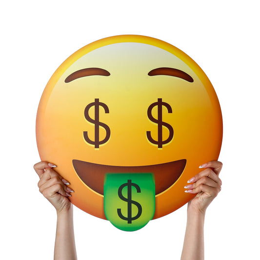 Printed Emoji Sign- Money Sign Head